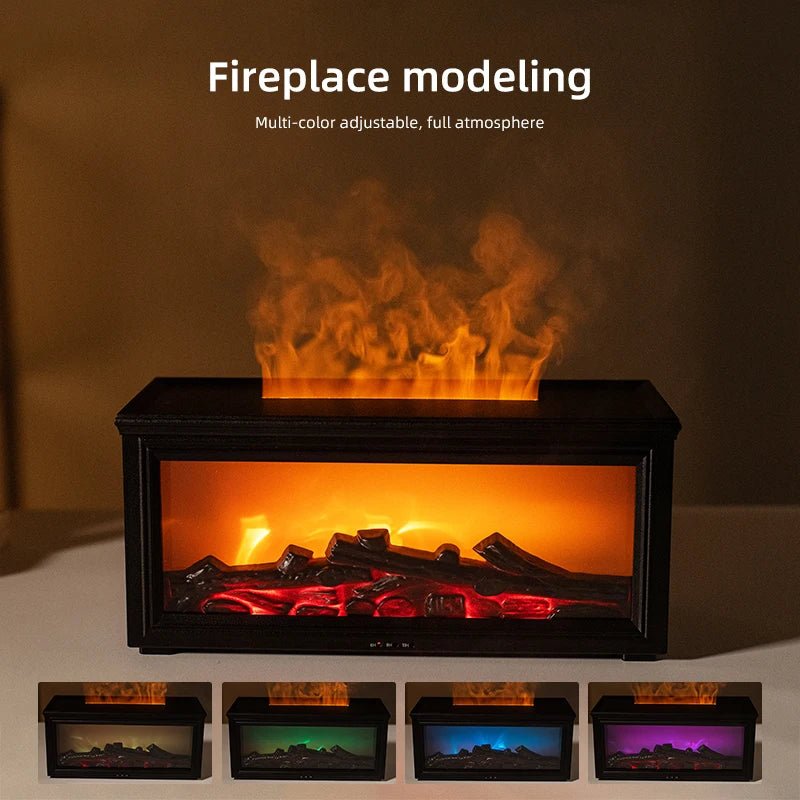 FlameAura – Aromatherapy Fireplace Diffuser with 7 LED Colors