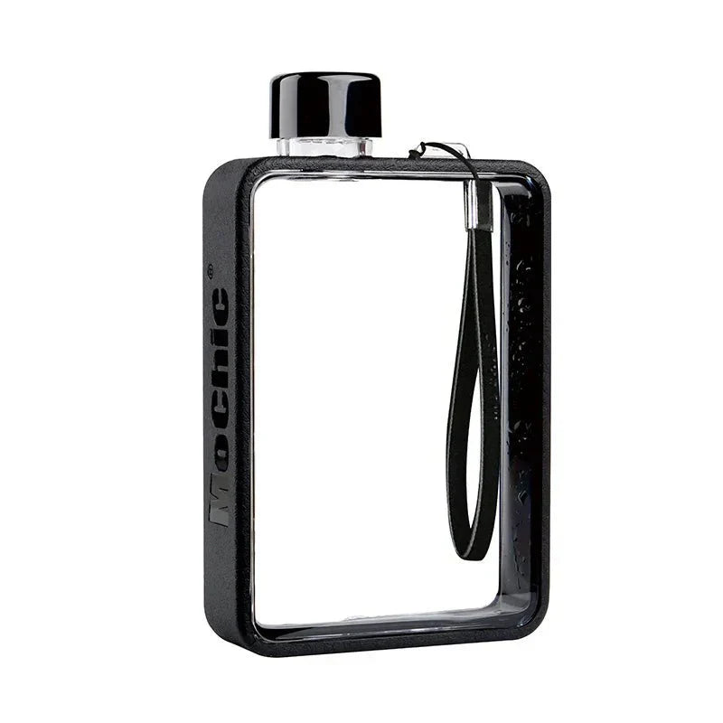 Flat transparent water bottle