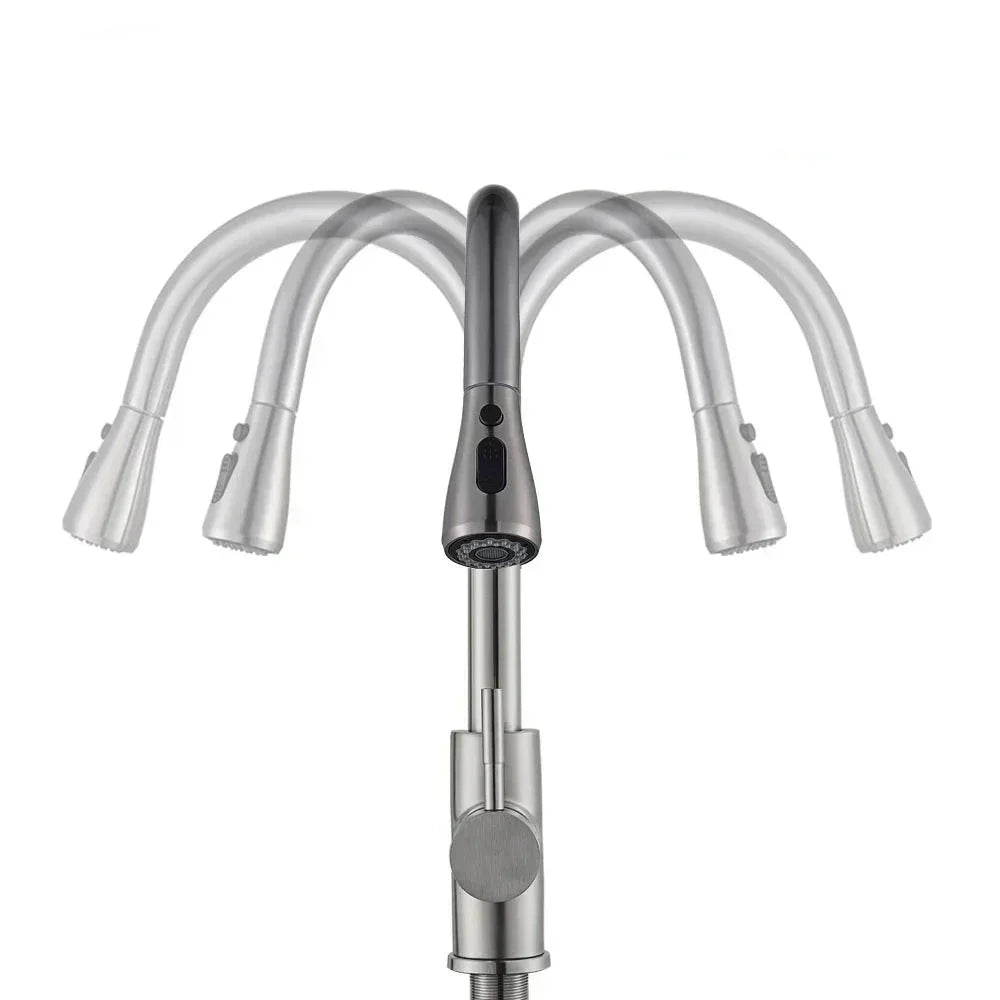 Modern Kitchen Faucet with Swivel Spout and Nickel Coating