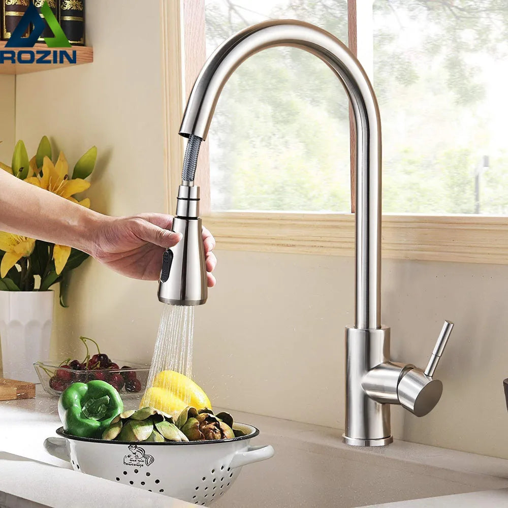 Modern Kitchen Faucet with Swivel Spout and Nickel Coating