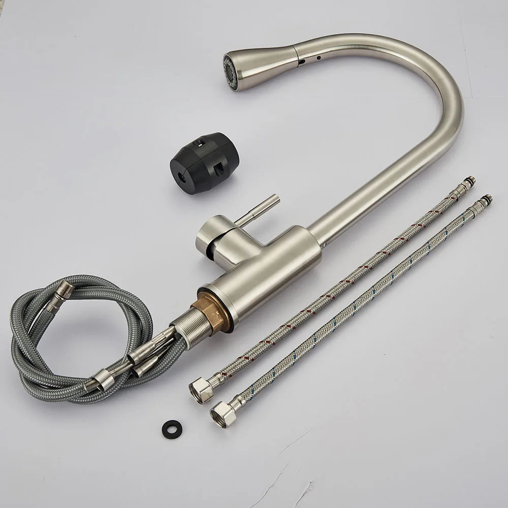 Modern Kitchen Faucet with Swivel Spout and Nickel Coating