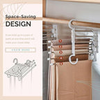 FlexRack Trouser Shelf – Space-Saving, Adjustable Closet Organizer for Pants, Skirts, and Scarves – Stainless Steel – Non-Slip – Foldable Design