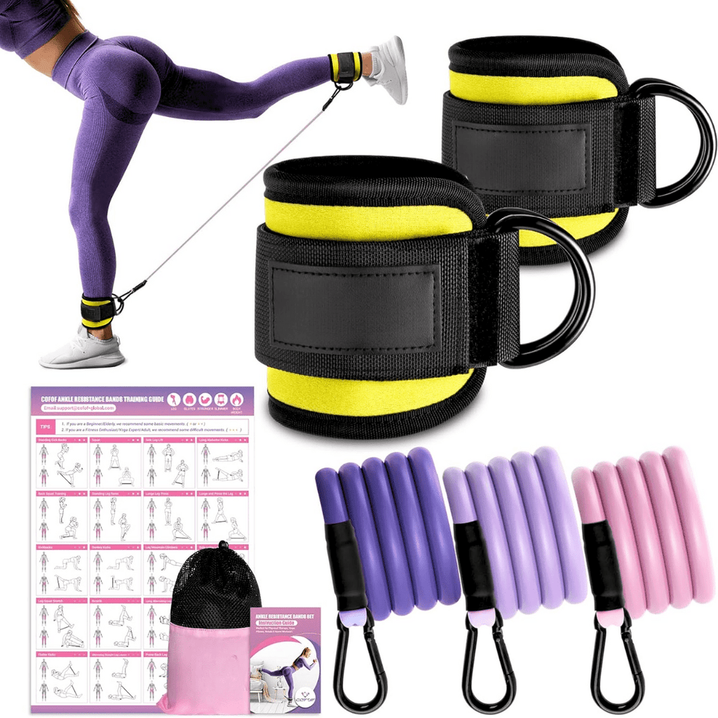 FlexTone Resistance Bands – Hip and Glute Workout – Durable Ankle Bands with Training Guide – High-Performance Latex for Strength & Toning