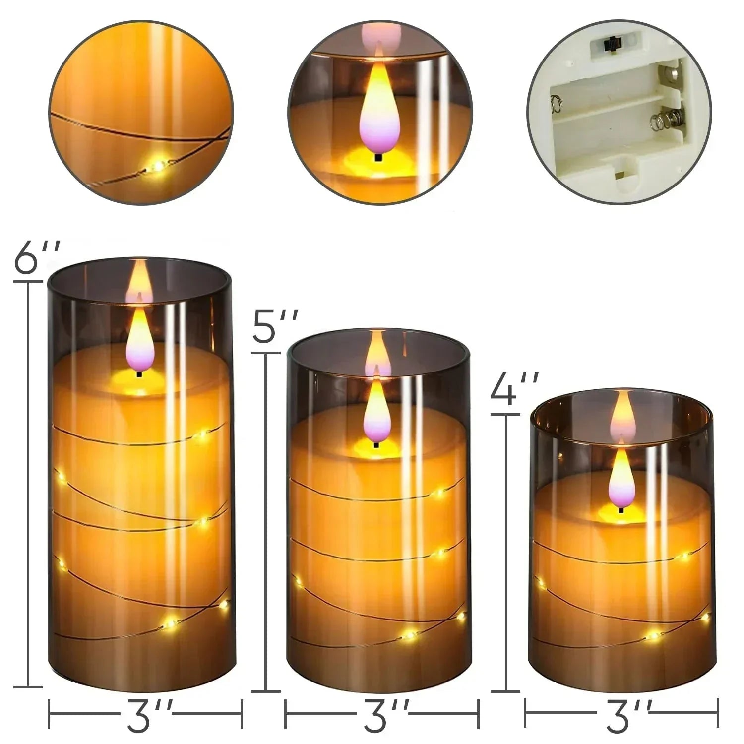 Candle Lights Set with Realistic LED Flame