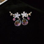 Floral Amethyst Water Drop Earrings