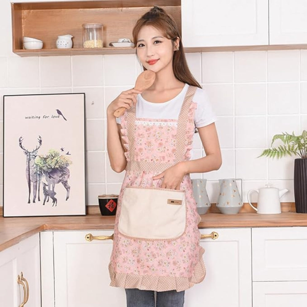 Cotton Kitchen Apron Floral Cooking