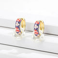 Floral Elegance Pearl Enamel Hoop Earrings