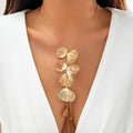 Floral Petals Lariat Tassel Necklace