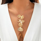Floral Petals Lariat Tassel Necklace