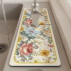 Floral Sink Faucet Absorbent Mat
