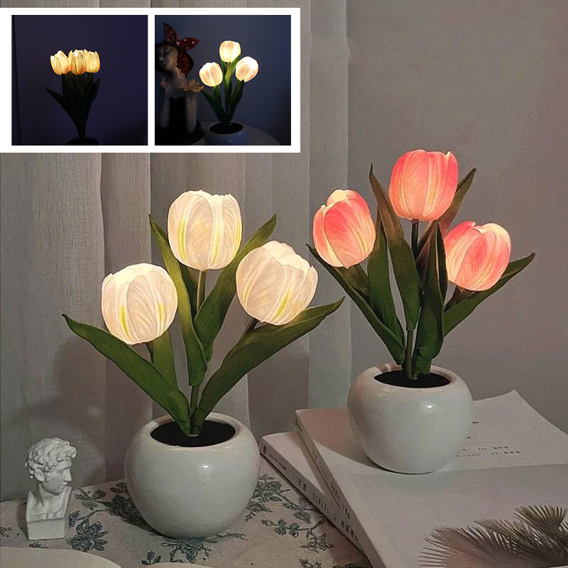 LED Tulip Nightstand Lamp Flower Table Lamp