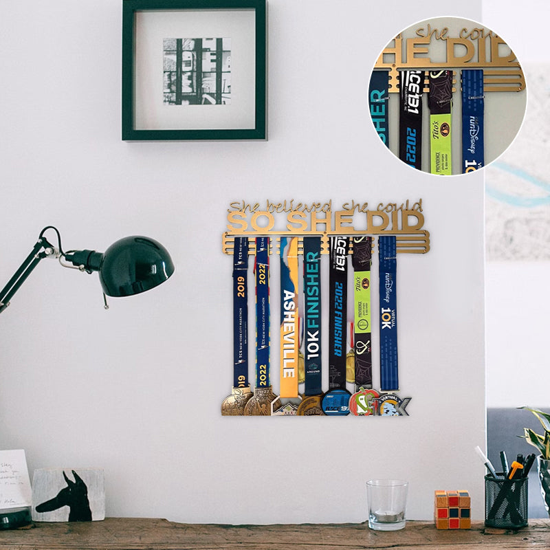 Metal Letter Hooks - "She believed she could, so she did"