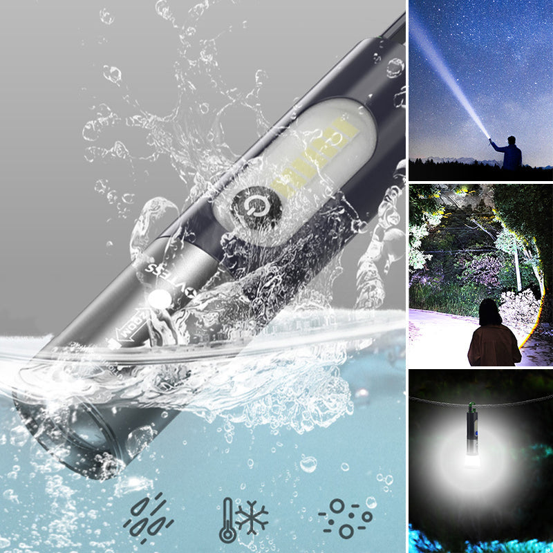 Rechargeable LED Flashlight with 750-Lumen Output and 200 m Range