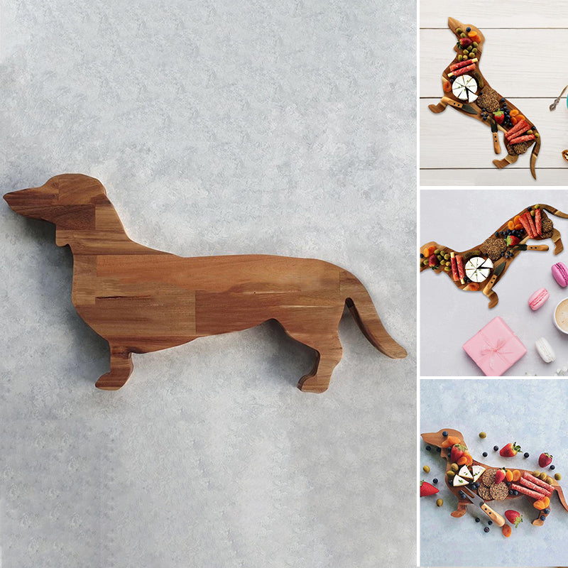 Wooden Dachshund Dog Serving Tray
