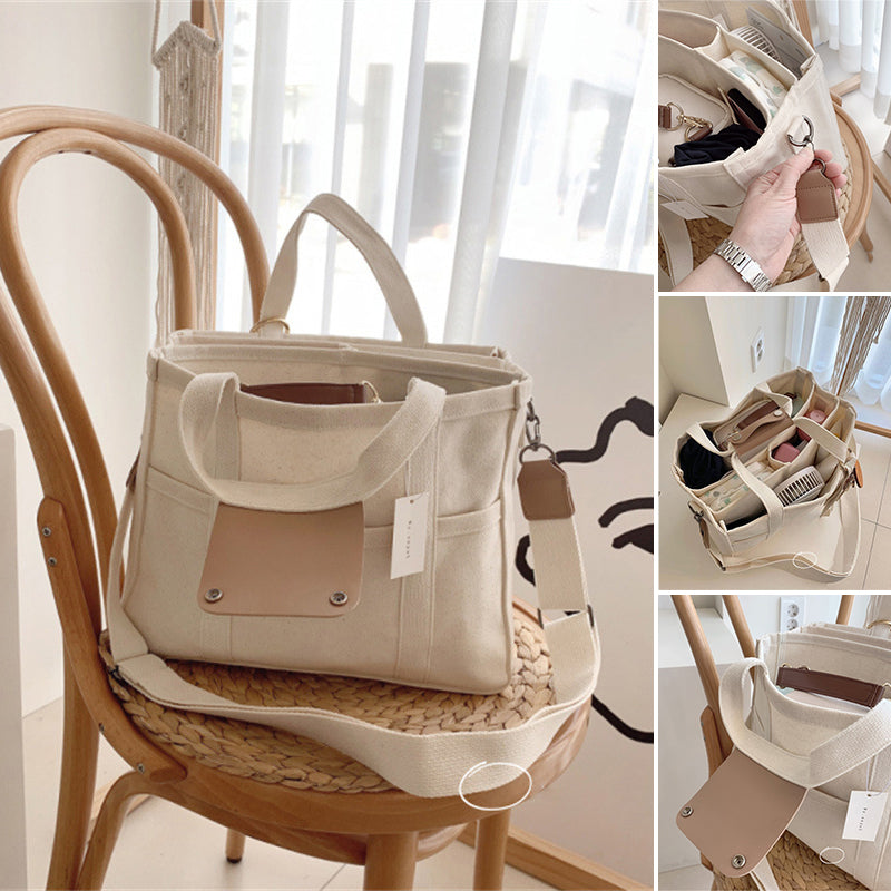 Solid Color Canvas Shopper Bag