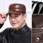 New winter hat for men with lambskin ear protection flat visor