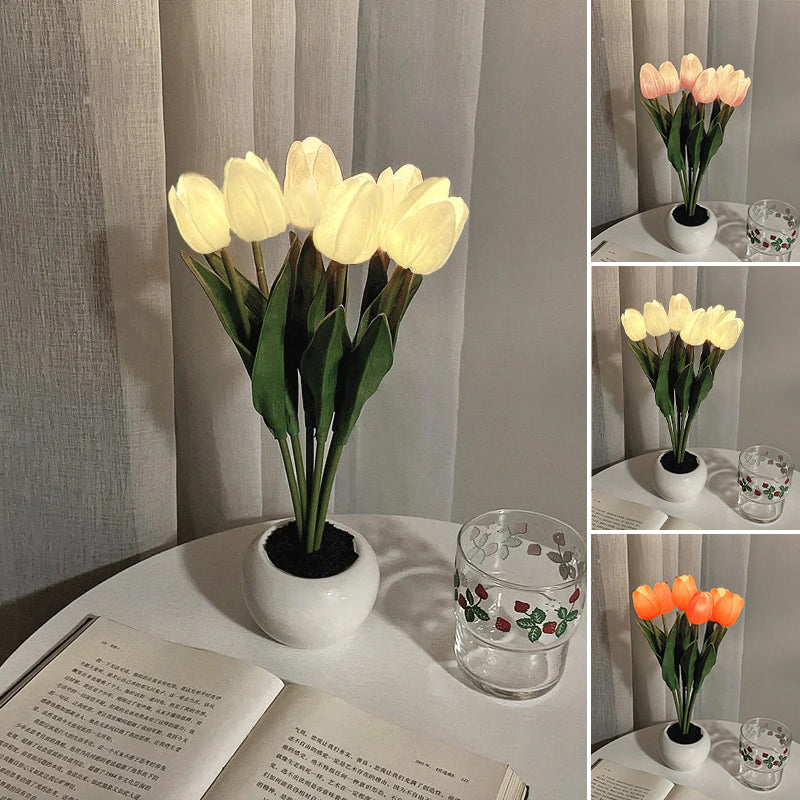 LED Tulip Nightstand Lamp Flower Table Lamp