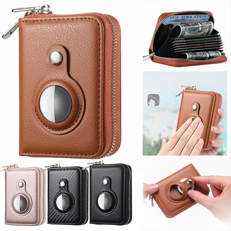 Intelligent AirTag-Zip RFID Leather Wallet