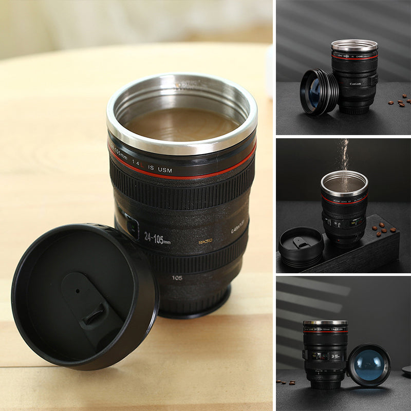 Camera Lens Inspired Insulated Cup Coffee Mug