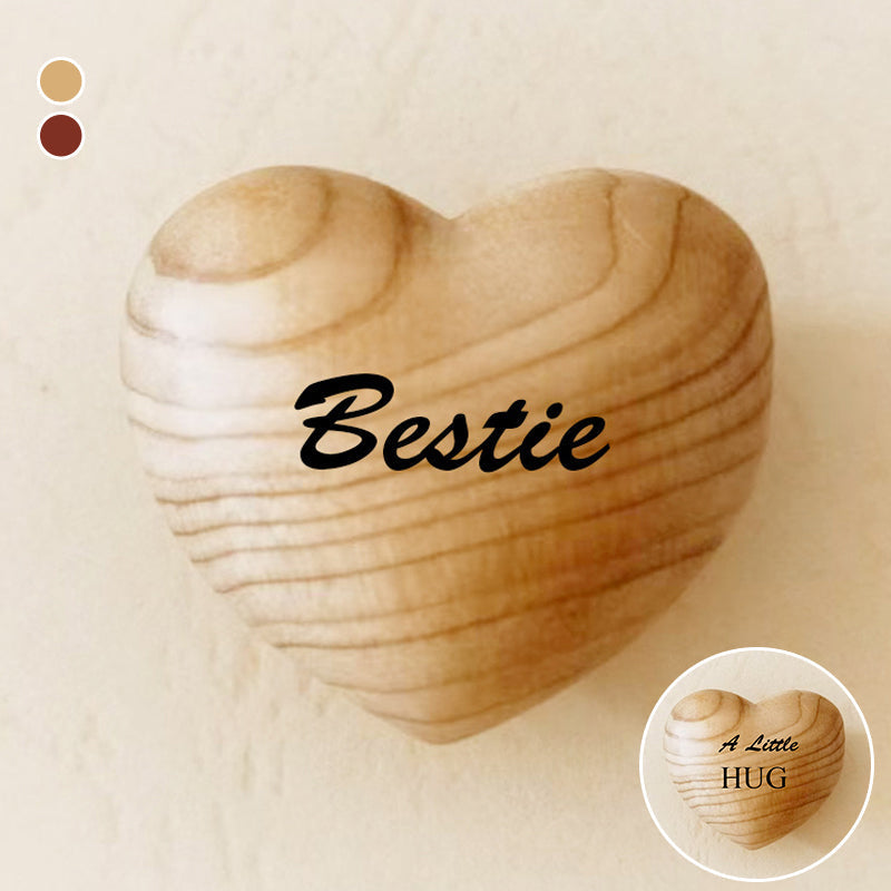 Small Pocket Hug Wooden Heart Token