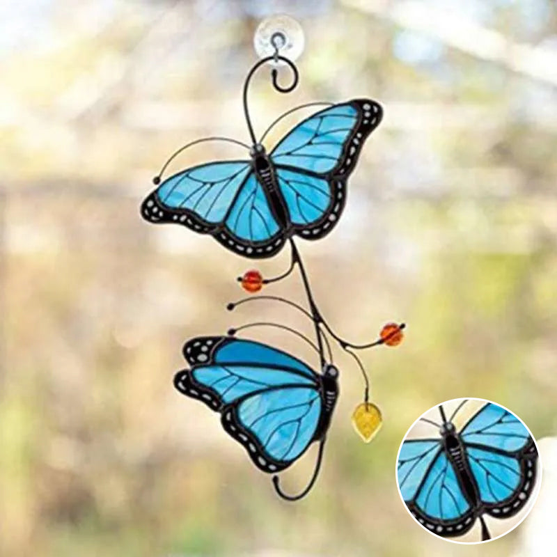 Stained Monarch Butterfly Window Decor