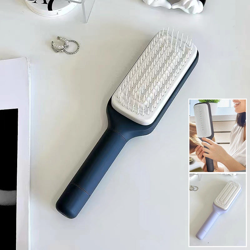 Self-cleaning anti-static massage comb