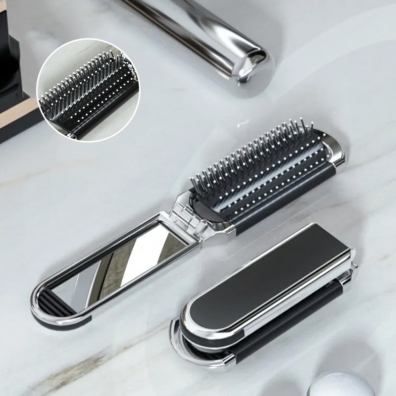 MirrorFlex Travel Mirror Hair Brush | Foldable & Compact | Practical Styling on the Go