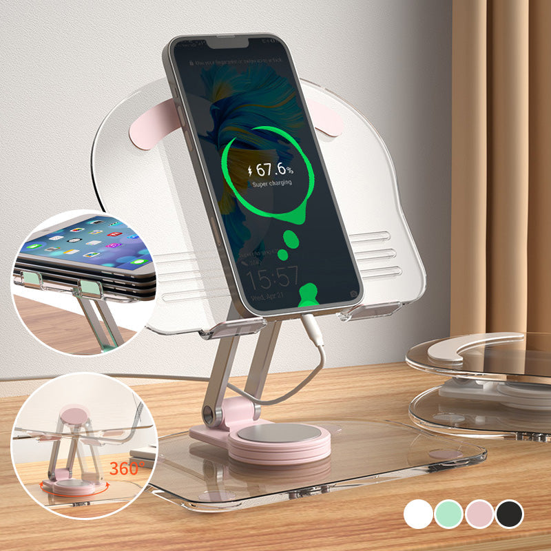 Folding transparent acrylic tablet stand
