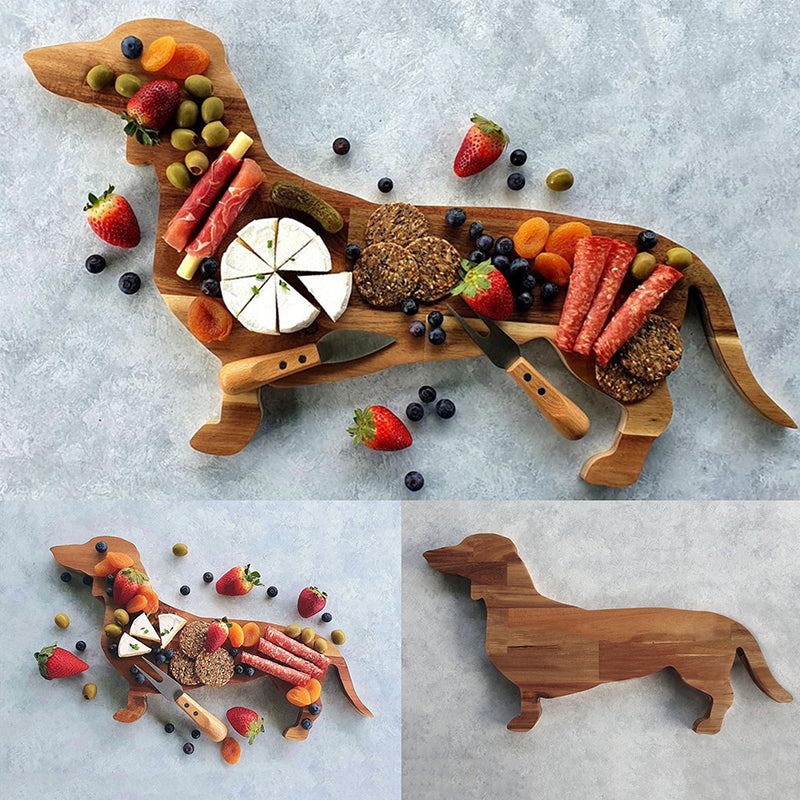Wooden Dachshund Dog Serving Tray