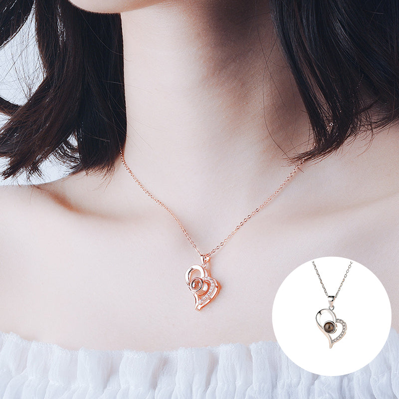 I love you roses bloom necklace in 100 languages gift set