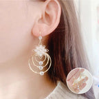 Crystal Lotus Three Ring Earrings