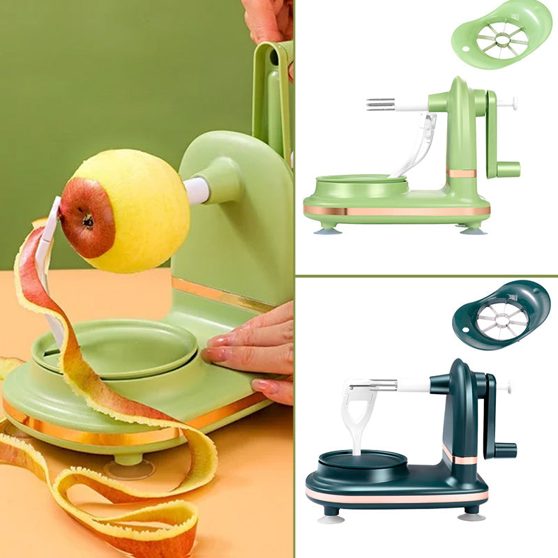 Hand-operated apple peeler