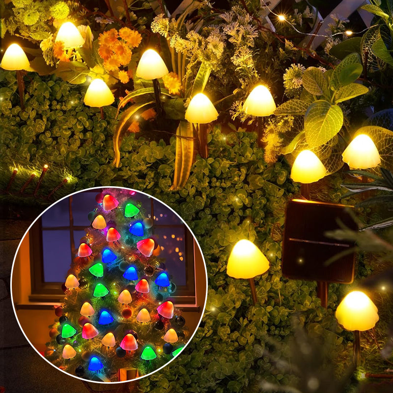 LED Solar String Lights Ground Stake Mushroom Lights