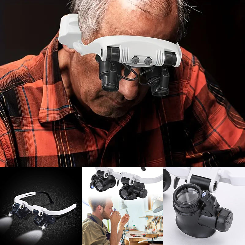 Magnifying glasses with LED lamps for double eyes