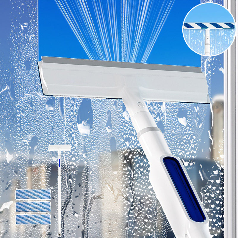 Window cleaning squeegee with spray function