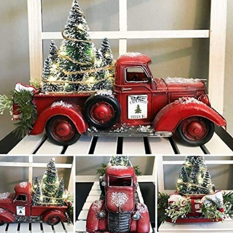 Red Farm Truck Christmas Decorations