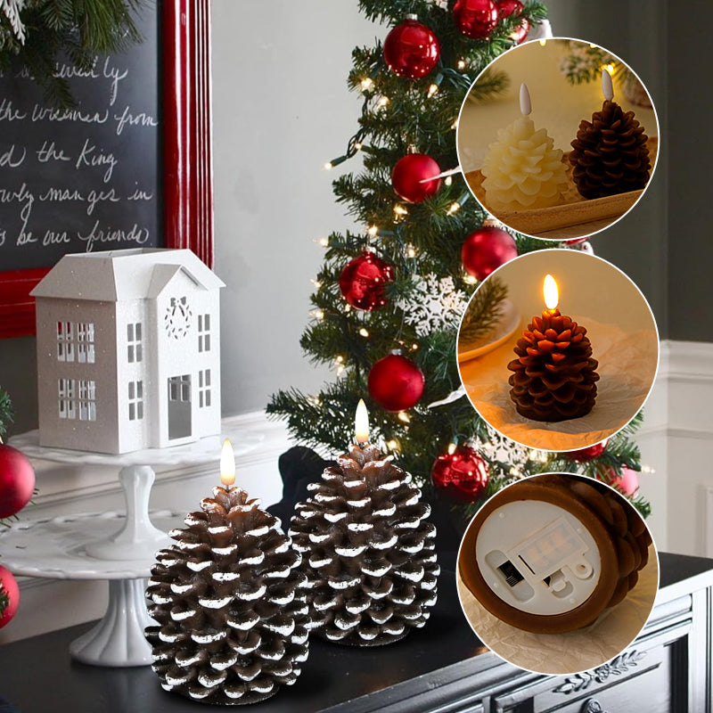 Flameless Pine Cone Candles