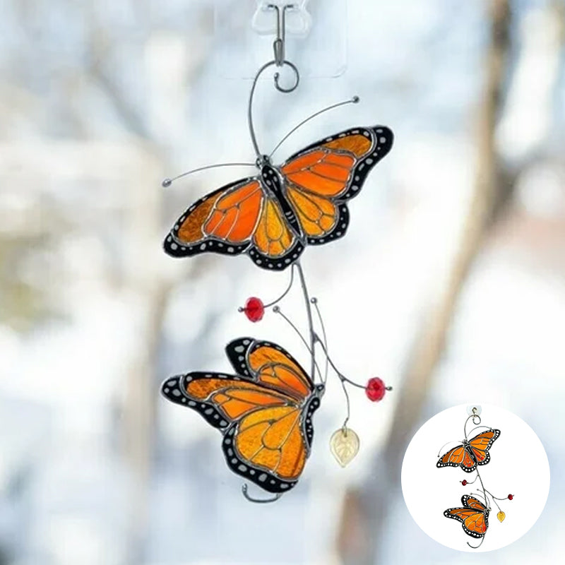 Stained Monarch Butterfly Window Decor