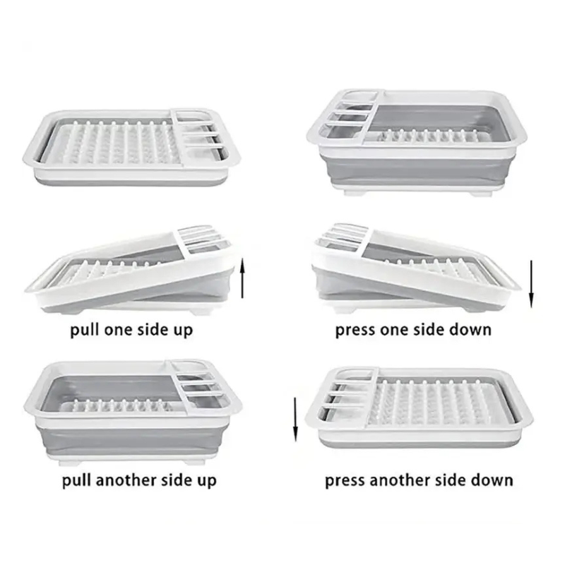Foldable Dish Rack Kitchen Storage and Drain Tray for Tableware