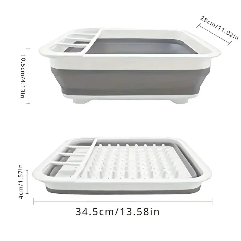 Foldable Dish Rack Kitchen Storage and Drain Tray for Tableware