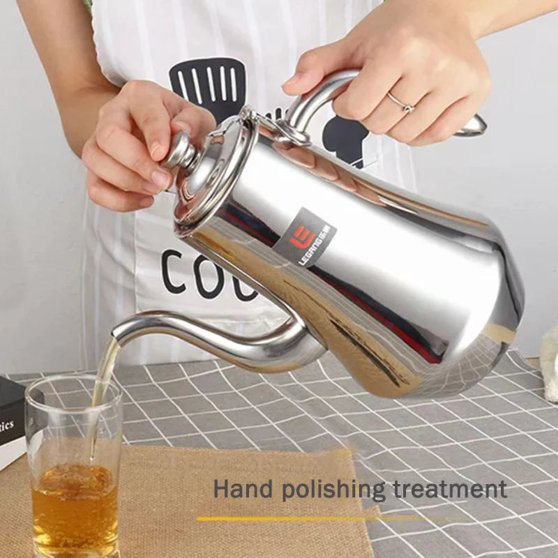 Food-Grade Stainless Steel Tea Kettle Long Mouth Teapot with Strainer