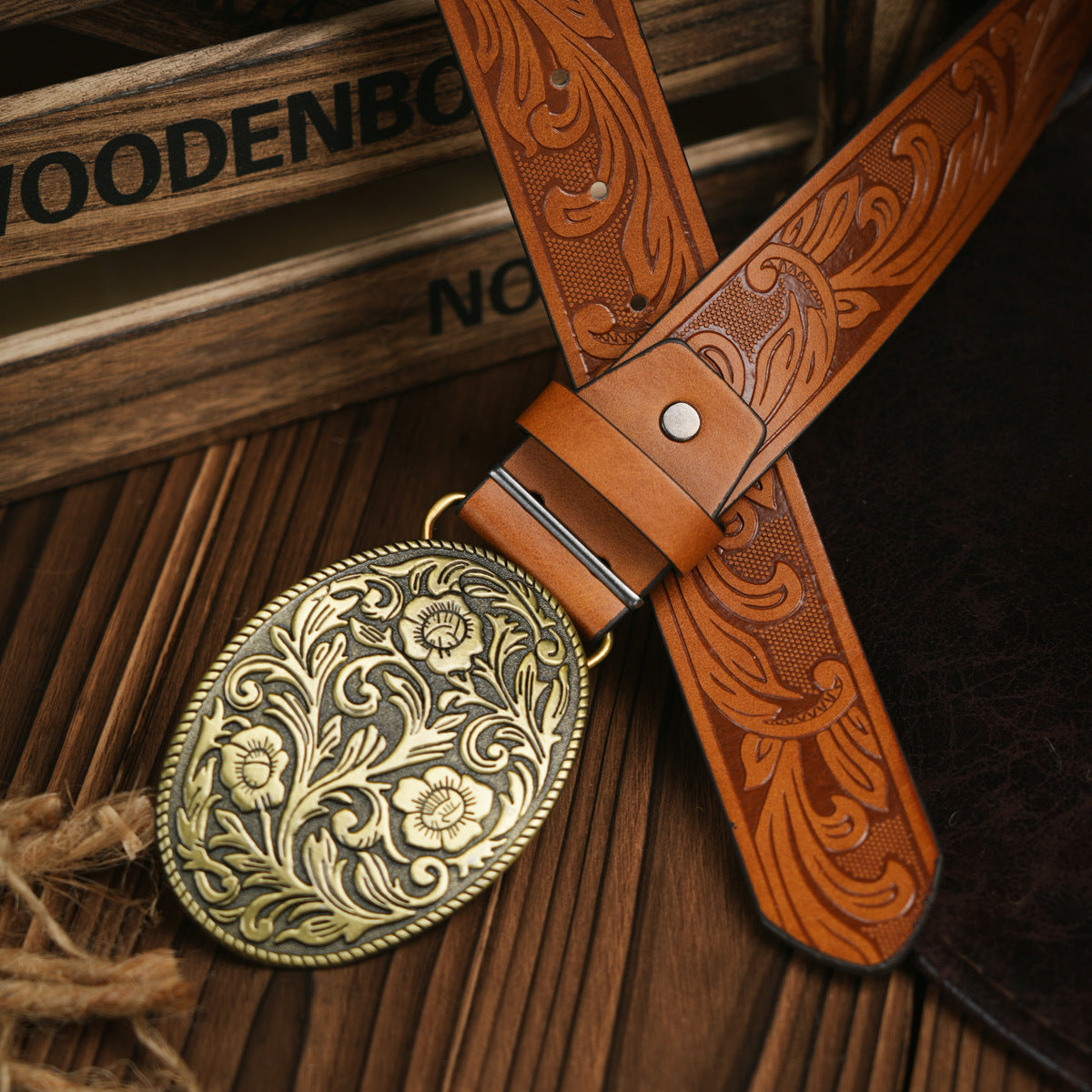 Men's Belt Western Style – Vegan Leather Belt with Sturdy Metal Buckle