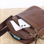 Men’s Leather Shoulder Bag | Genuine Cowhide Crossbody | Adjustable Strap