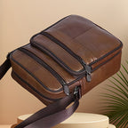Men’s Leather Shoulder Bag | Genuine Cowhide Crossbody | Adjustable Strap