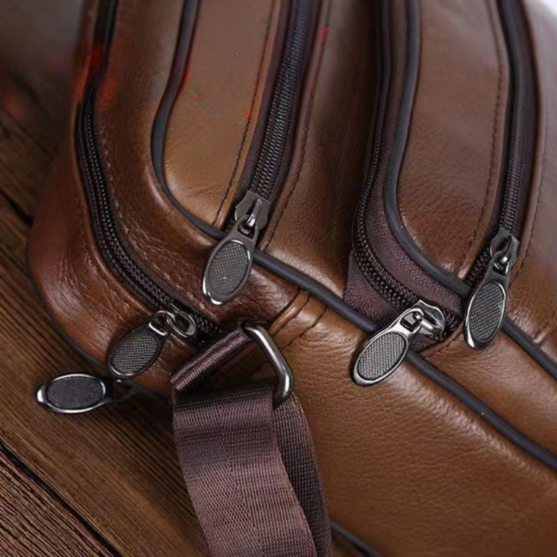 Leather Men’s Shoulder Bag – Spacious Cowhide Bag with Adjustable Strap