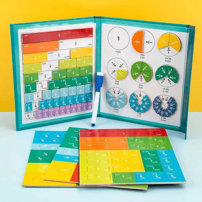 FracLuxe Magnetic Fraction Disc Set | Hands-on math learning tool for fractions and decimals