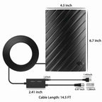 4K Indoor TV Aerial | 600-Mile Range, Plug & Play Installation for Free HD Channels