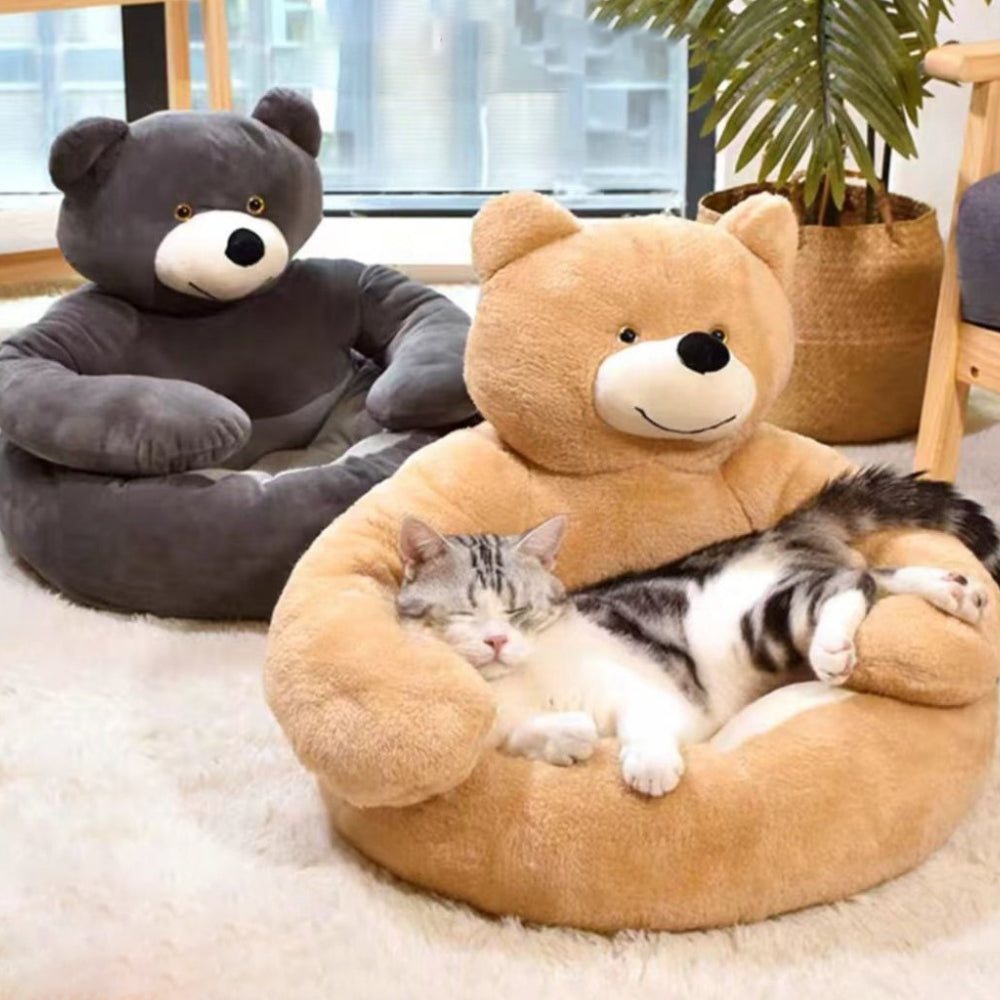 Cute detachable cuddly bear cat bed