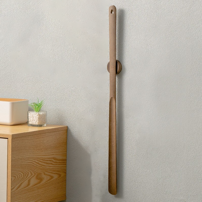 Wood long handle magnetic shoehorn