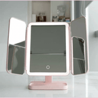 Three-part mirror with LED lighting in 3 colours for perfect make-up